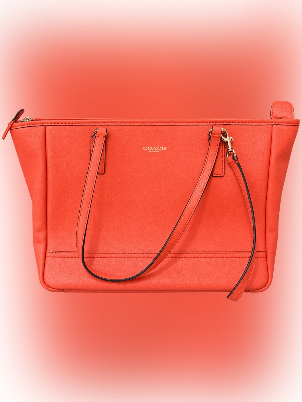 Coach 23578 Coral Saffiano Leather East West Tote Shoulder Bag AS IS